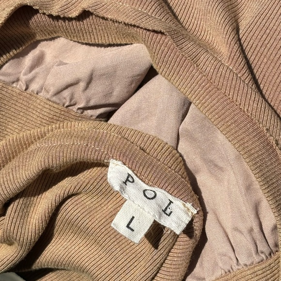 Pol Beige Puff Sleeve Mixed Media Crop Top - Picture 6 of 6